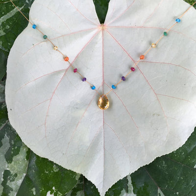 CITRINE NECKLACE IN RAINBOW DROP