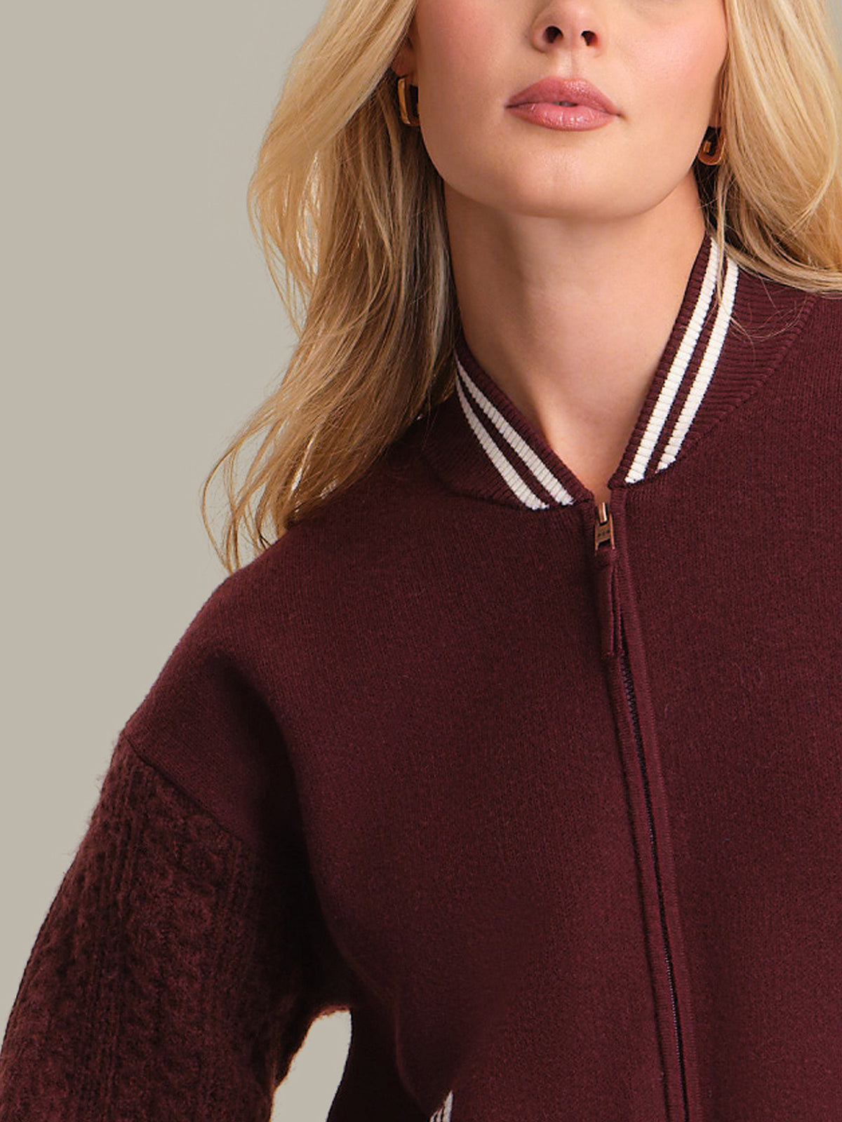 FLYNN CABLE SLEEVE BOMBER IN BOTTLE OXBLOOD MULTI