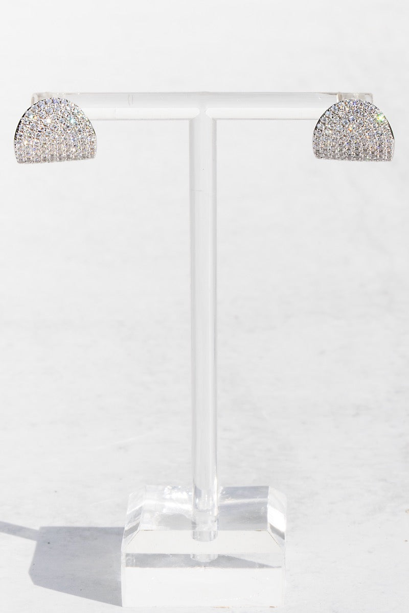 Silver Arc Stud Earrings