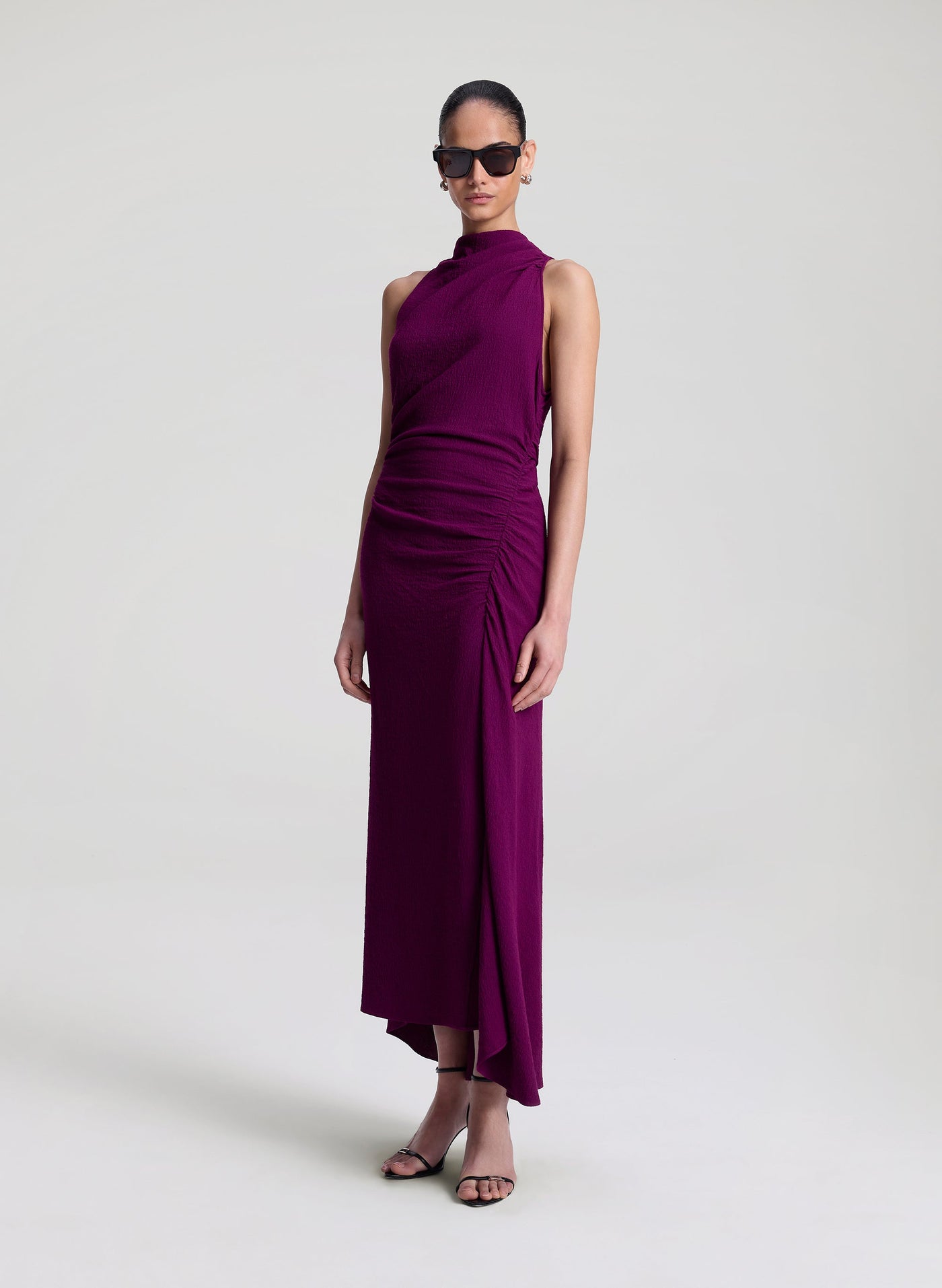 INEZ TEXTURED MIDI DRESS IN JEWEL