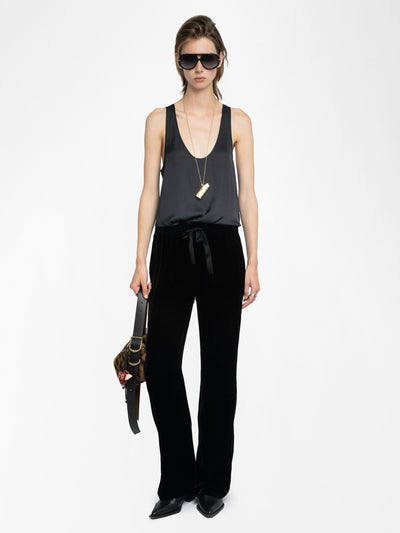 POMA VELVET PANTS IN BLACK