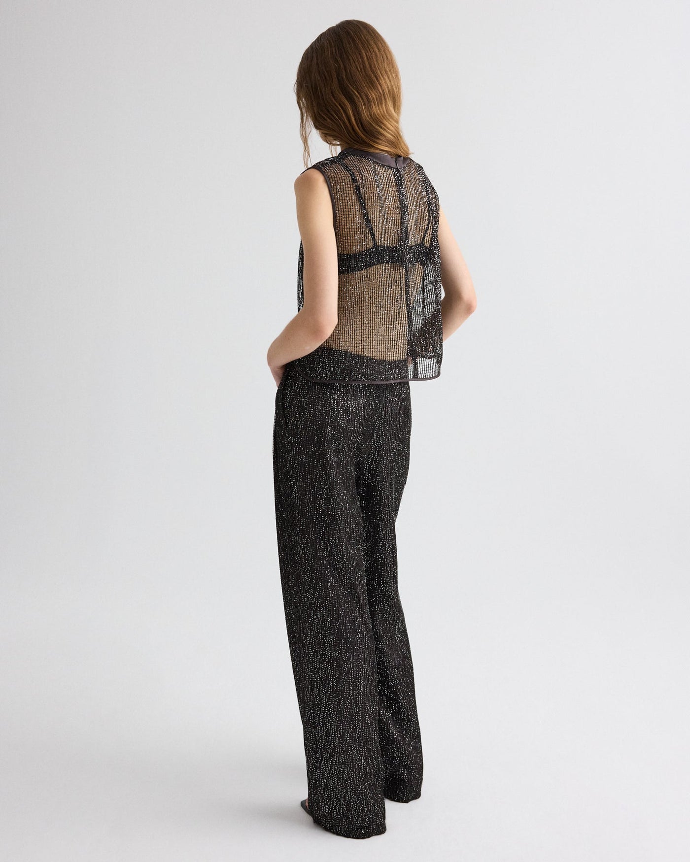 SHORT MUSCLE TANK IN DARK CHOCOLATE/SILVER - Romi Boutique