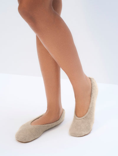 CASHMERE BALLET SLIPPER IN TAUPE HEATHER - Romi Boutique
