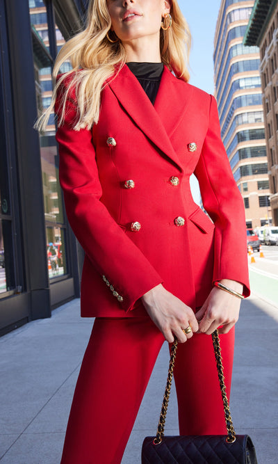 CADY SUITING PANTS IN RUBY