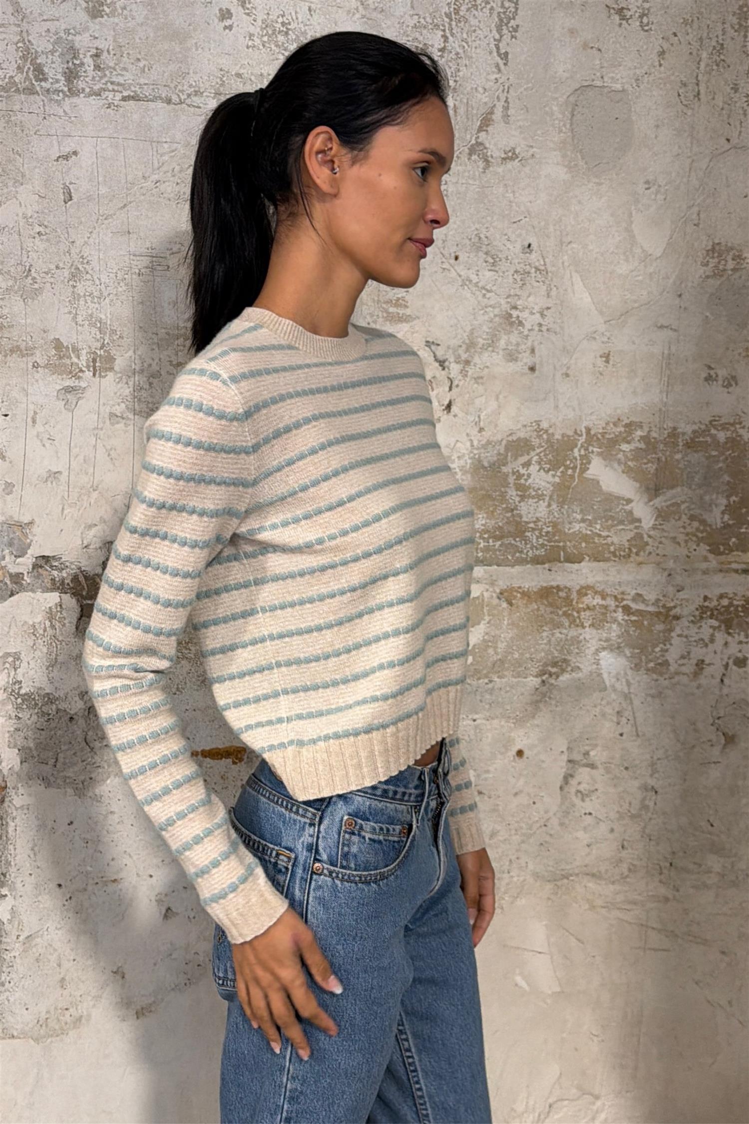 Pebble Stripe Shrunken Crew