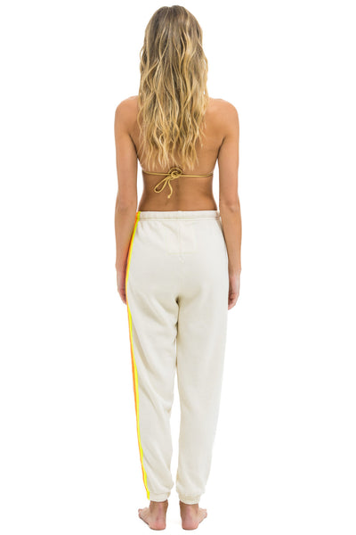 5 STRIPE SWEATPANTS IN VINTAGE WHITE/NEON