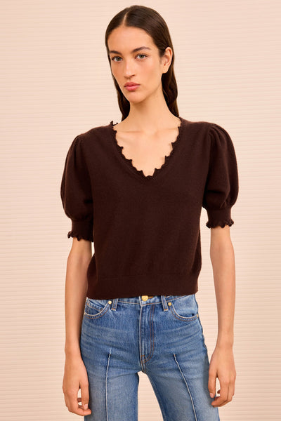 POLLINE SHORT SLEEVE TOP IN WENGE