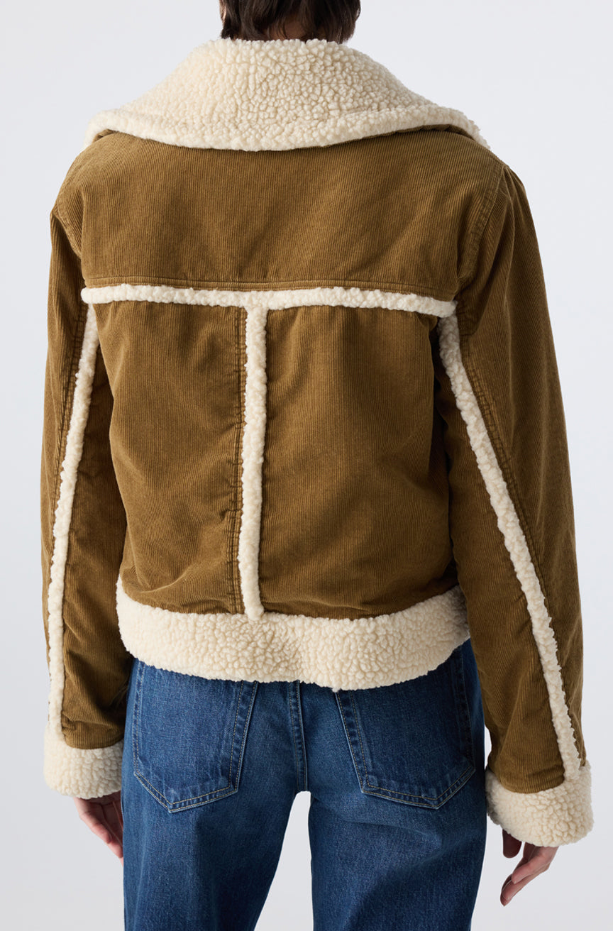 BETTY CORD SHEARLING JACKET IN CUMIN