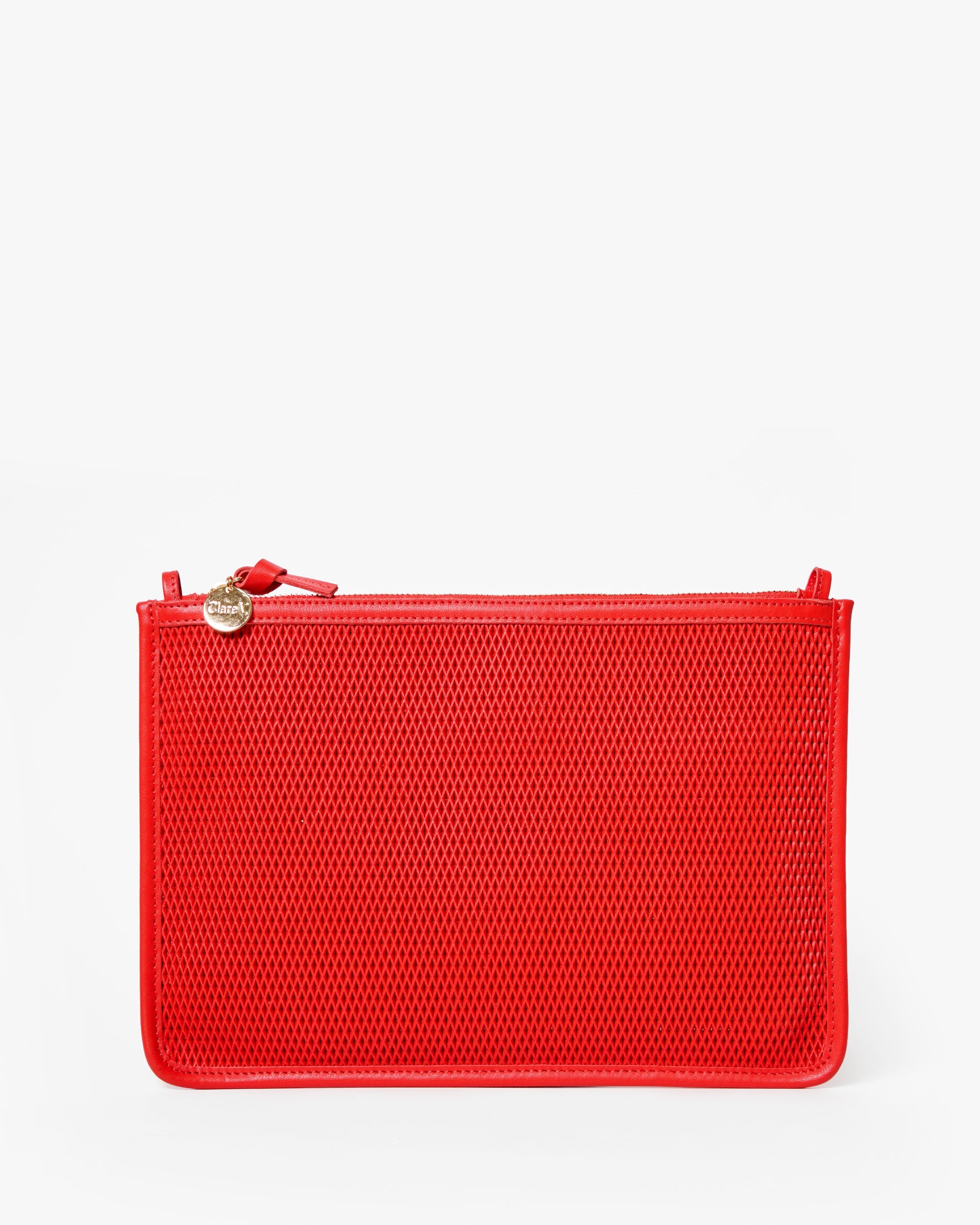 Clare V FOLDOVER CLUTCH W/ TABS DIAMOND PERF at Romi Boutique