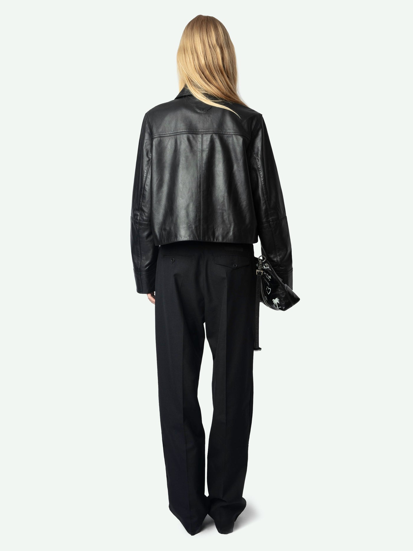 LISTON CROPPED BLACK LEATHER JACKET