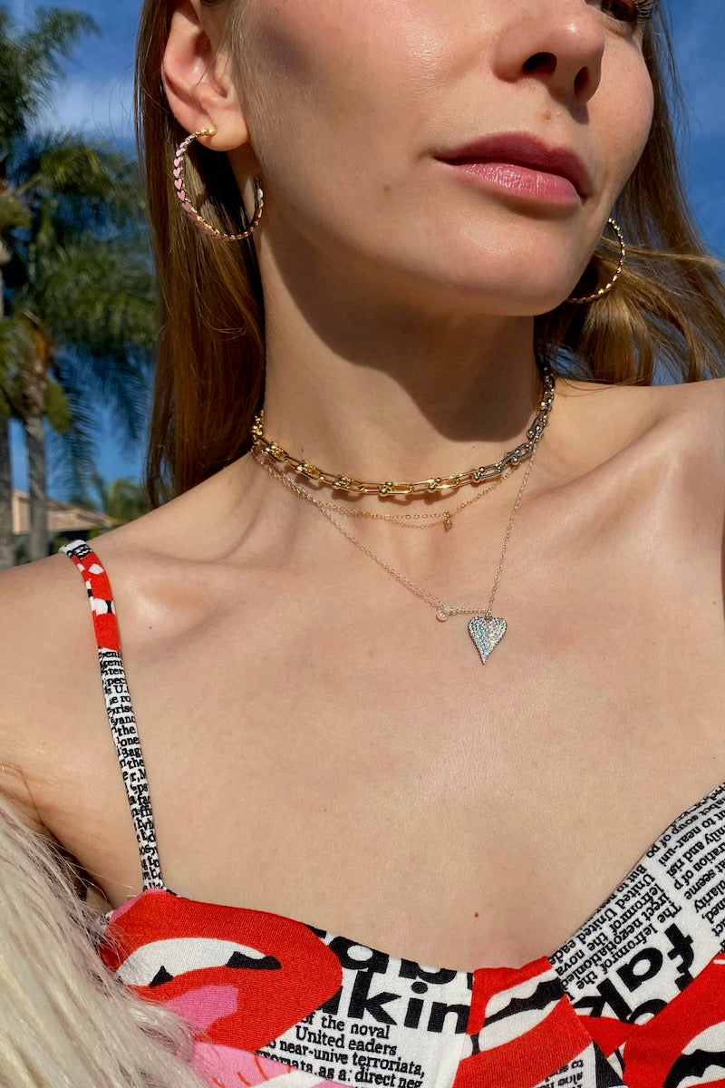 Native Gem Glimmer Heart Necklace In Sterling Silver at Romi Boutique