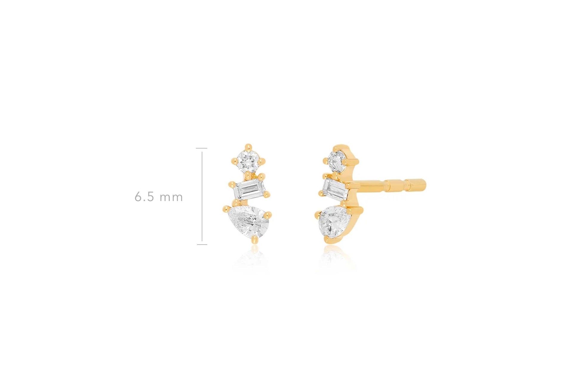 EF Collection Diamond Multifaceted Stud Earrings at Romi Boutique