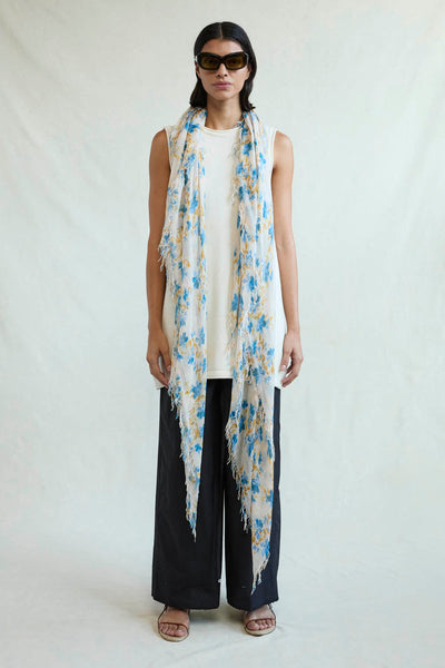 CASHMERE AND SILK SCARF IN LAGOON