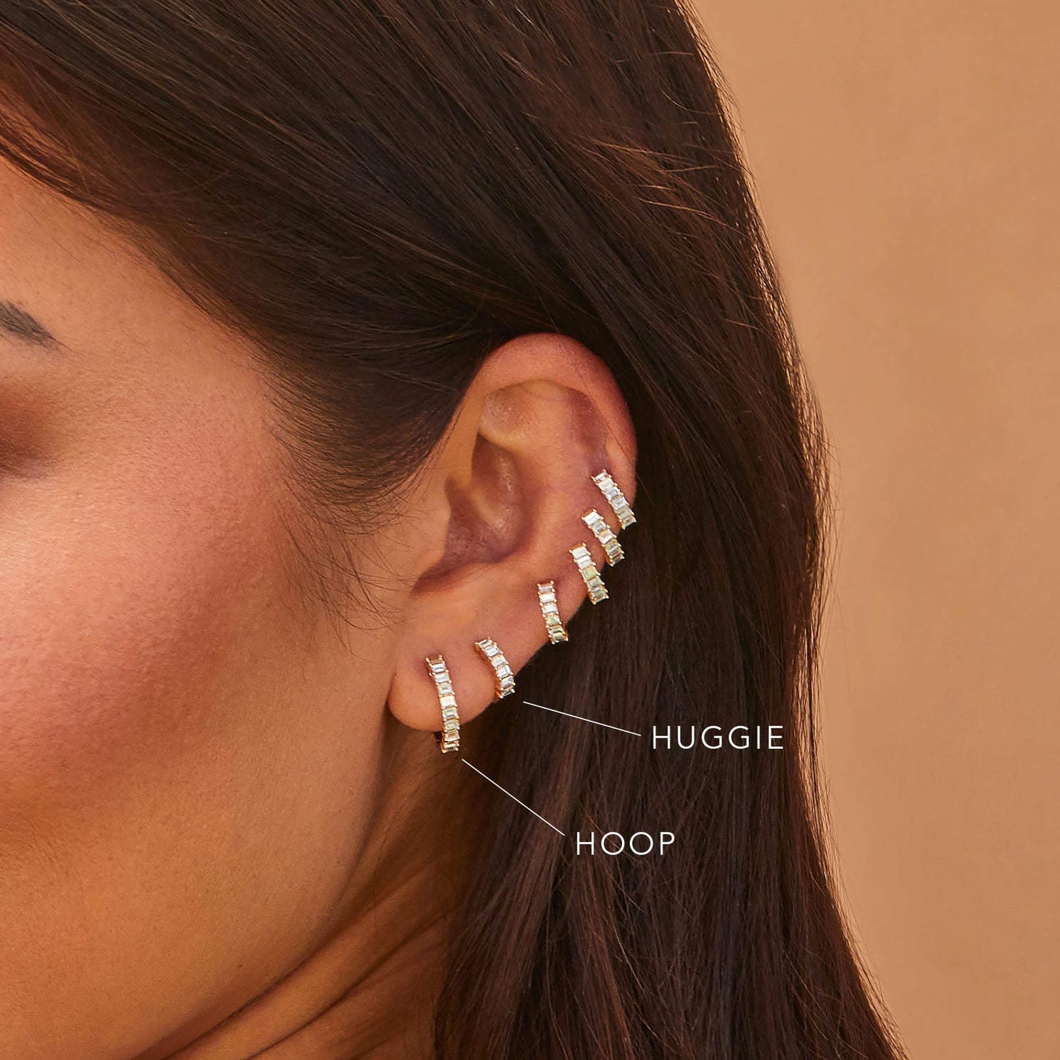 EF Collection Prong Set Diamond Baguette Hoop Earrings at Romi Boutique