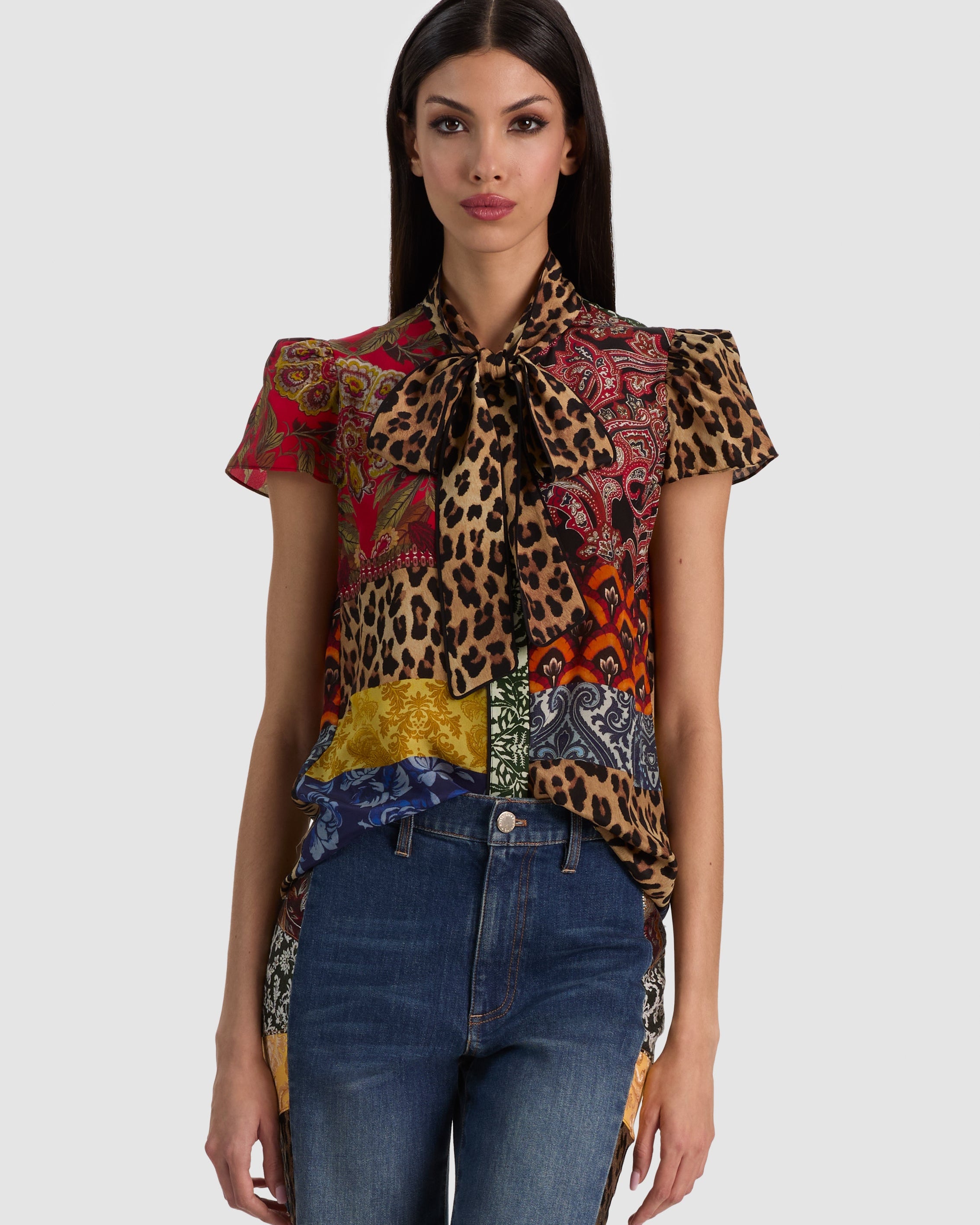 Jeannie Bow Collar Button Down