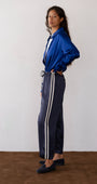 DONNI. THE SILK STRIPE CROP PANT at Romi Boutique