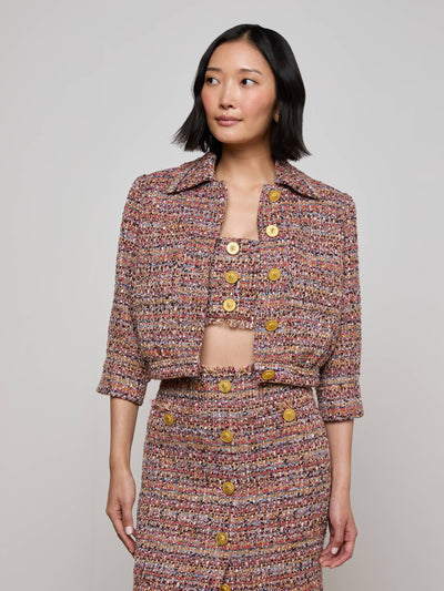JIA TWEED JACKET IN MAUVE/TAN MULTI