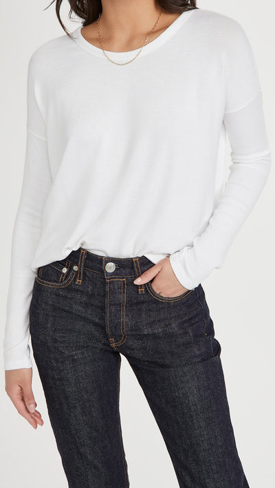 THE LONG SLEEVE KNIT TEE IN WHITE