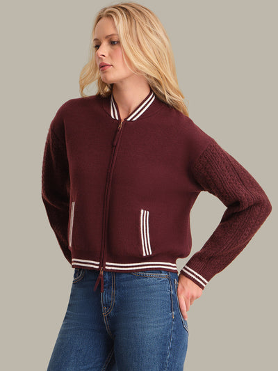 FLYNN CABLE SLEEVE BOMBER IN BOTTLE OXBLOOD MULTI