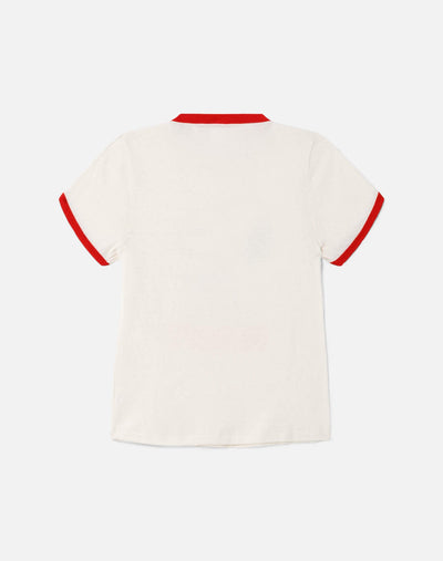 60S SLIM RINGER TEE SNOOPY IN VINTAGE WHITE W/ CRIMSON