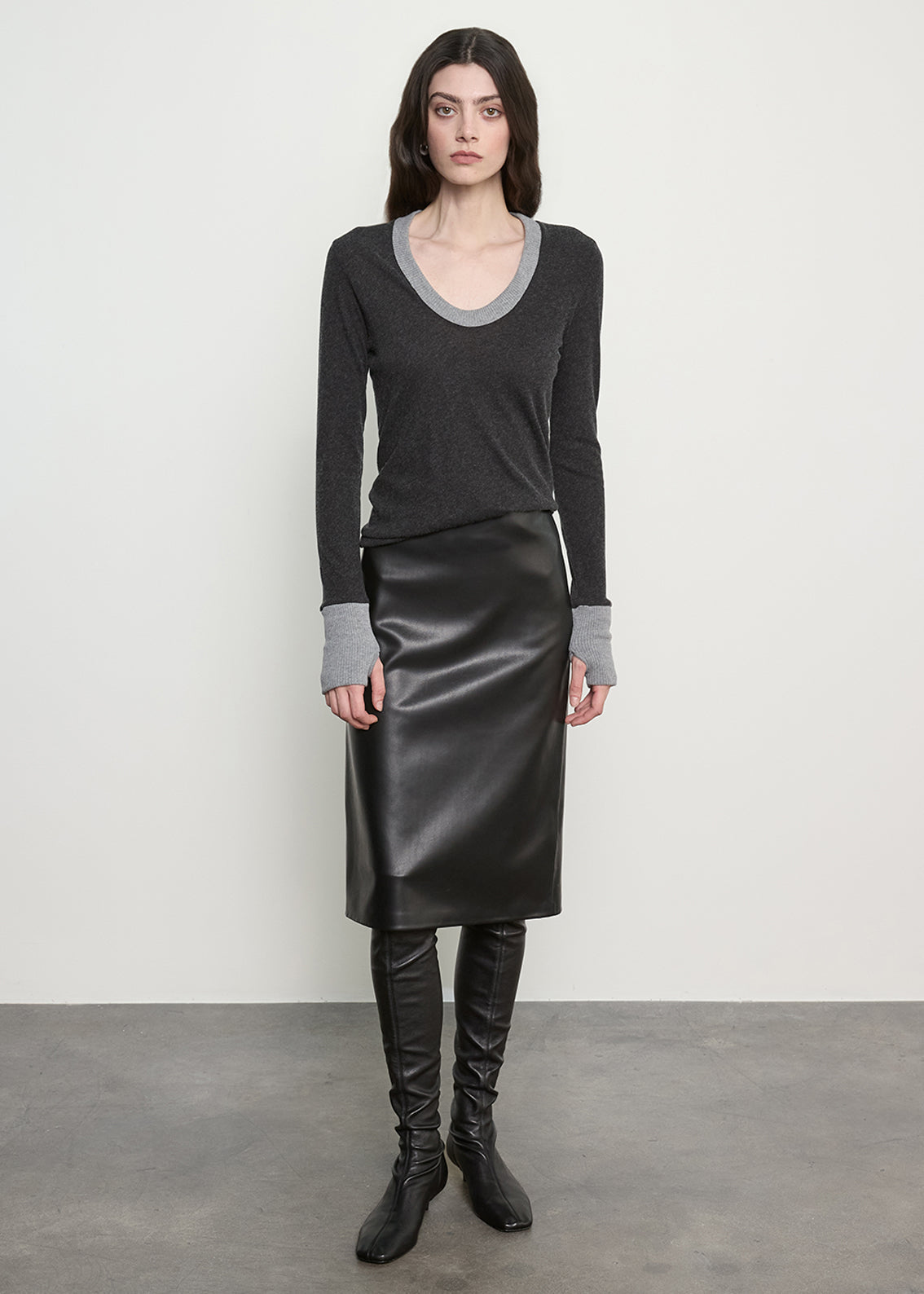 Enza Costa Fine Cashmere Easy Cuffed U Shirt at Romi Boutique