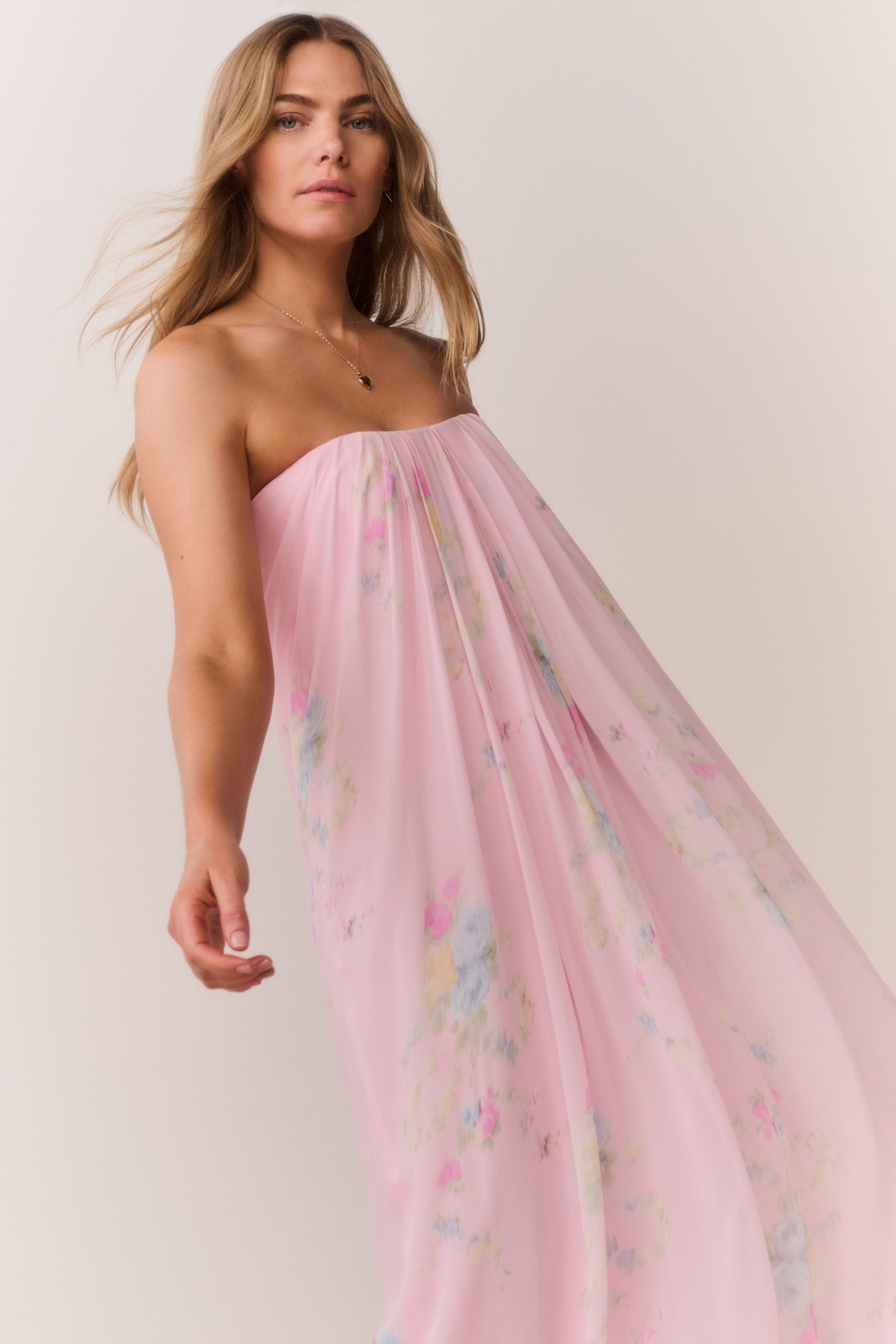 Emara Strapless Floral Gown