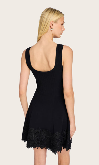 ORPHEUS LACE COMBO RIB DRESS IN BLACK