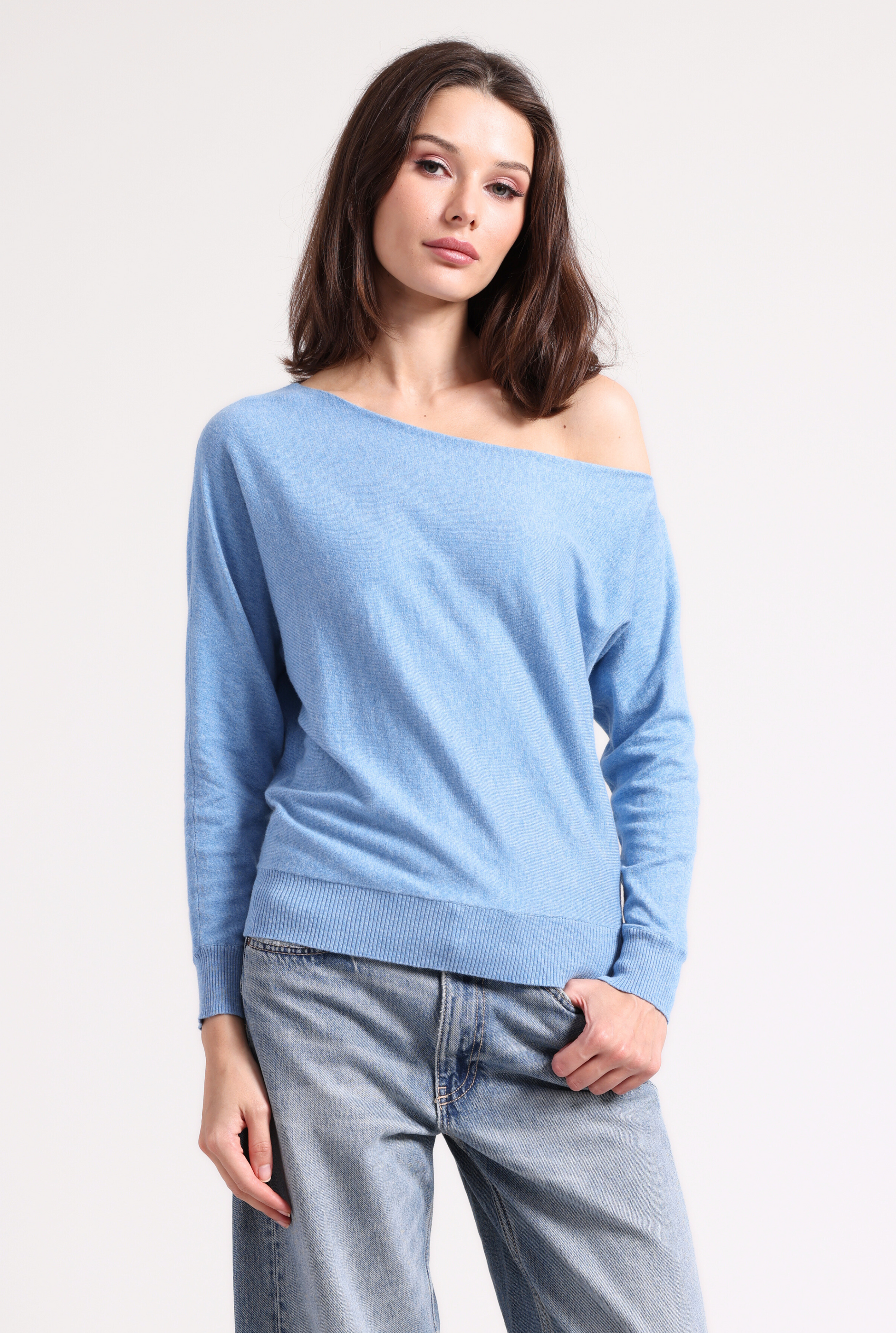 Minnie Rose COTTON CASHMERE OFF THE SHOULDER TOP at Romi Boutique