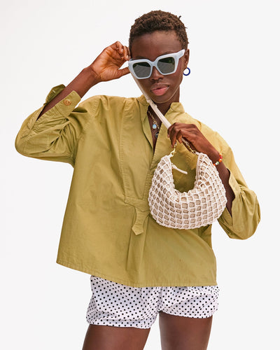 LUNE IN WHITE KNOT WOVEN LEATHER