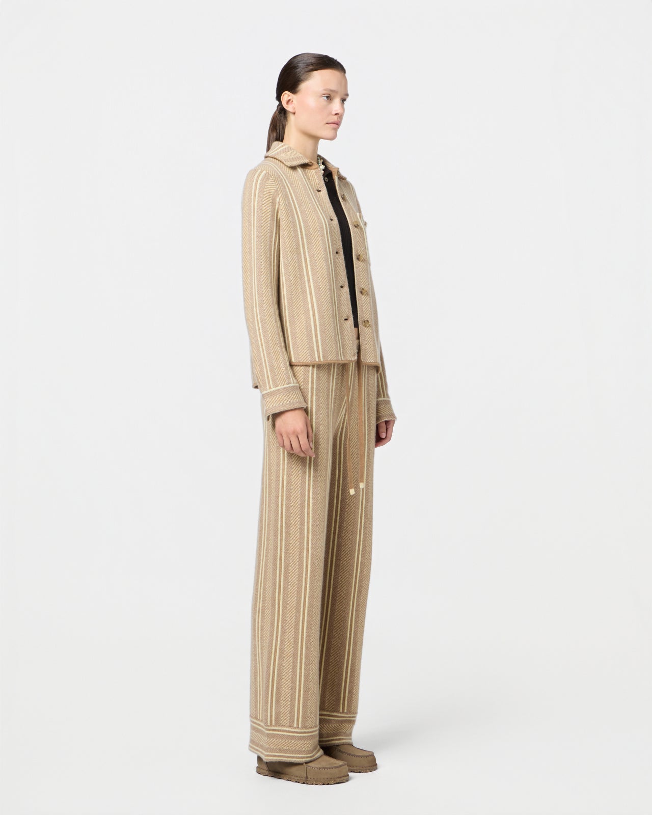 DYLAN STRIPE SHIRT IN ALMOND COMBO