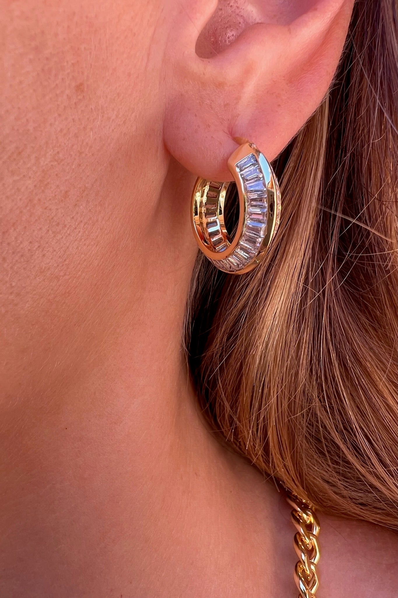 Native Gem Razor Edge Hoop Earrings at Romi Boutique