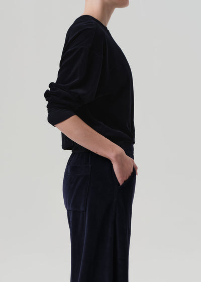 VINTAGE VELOUR CREWNECK IN NOTTE