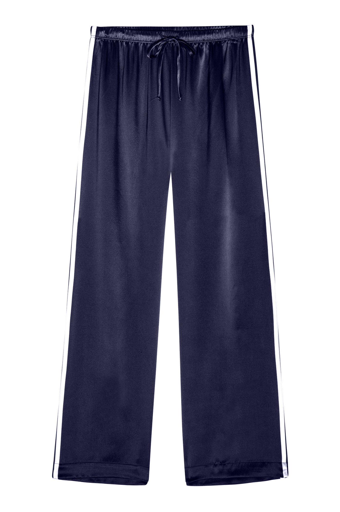 THE SILK STRIPE CROP PANT IN NAVY