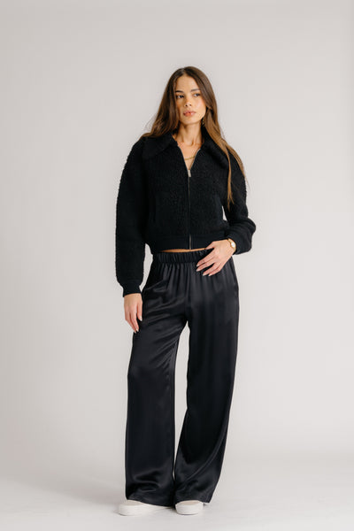CODY COLLARED ZIP UP JACKET IN BLACK
