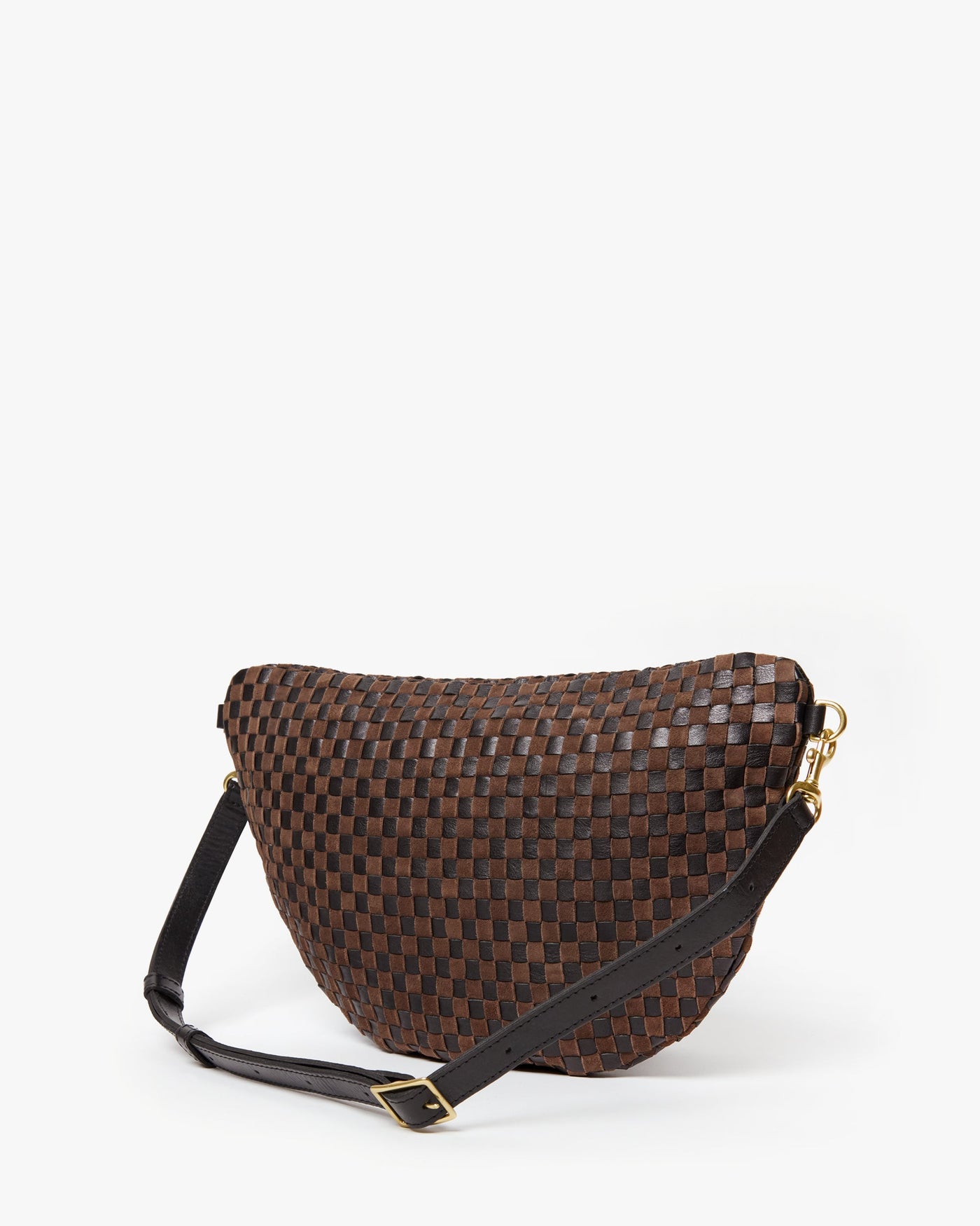 GRANDE FANNY LEATHER & SUEDE WOVEN CHECKER IN BLACK & CHOCOLATE