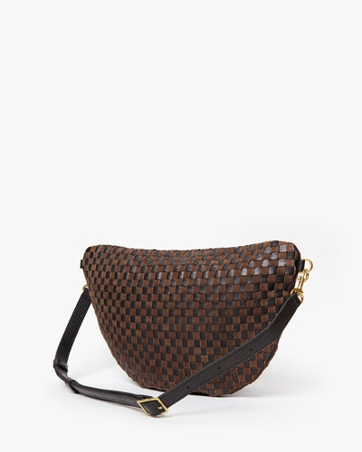 GRANDE FANNY LEATHER & SUEDE WOVEN CHECKER IN BLACK & CHOCOLATE