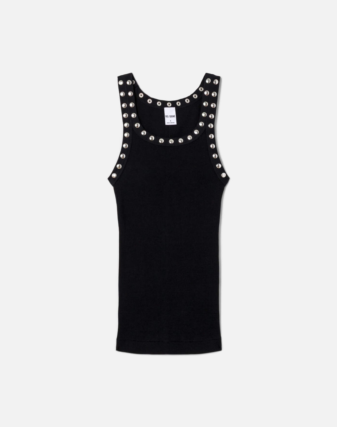 STUDDED RIB TANK IN BLACK - Romi Boutique