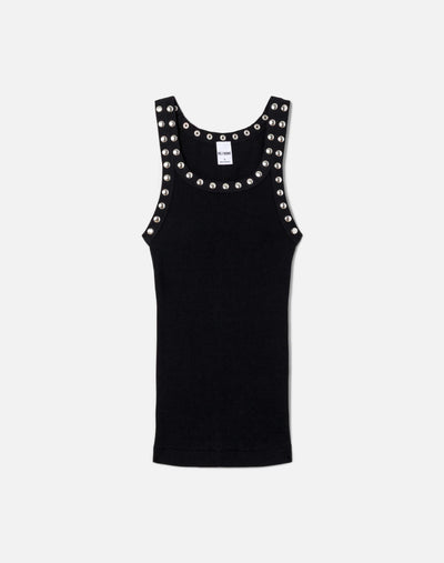 STUDDED RIB TANK IN BLACK - Romi Boutique
