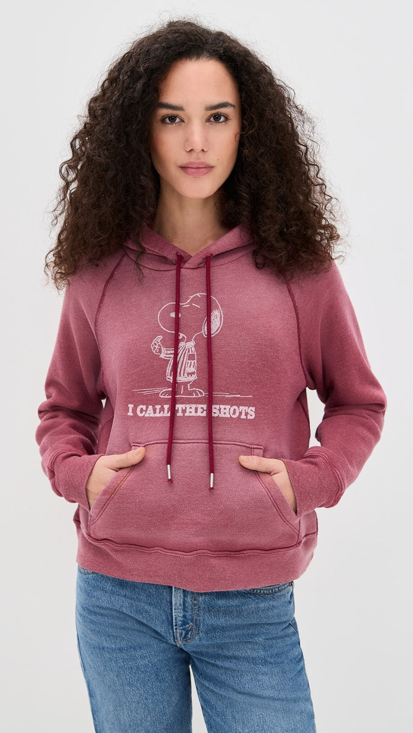 Re/Done THERMAL LINED RAGLAN HOODIE SNOOPY at Romi Boutique