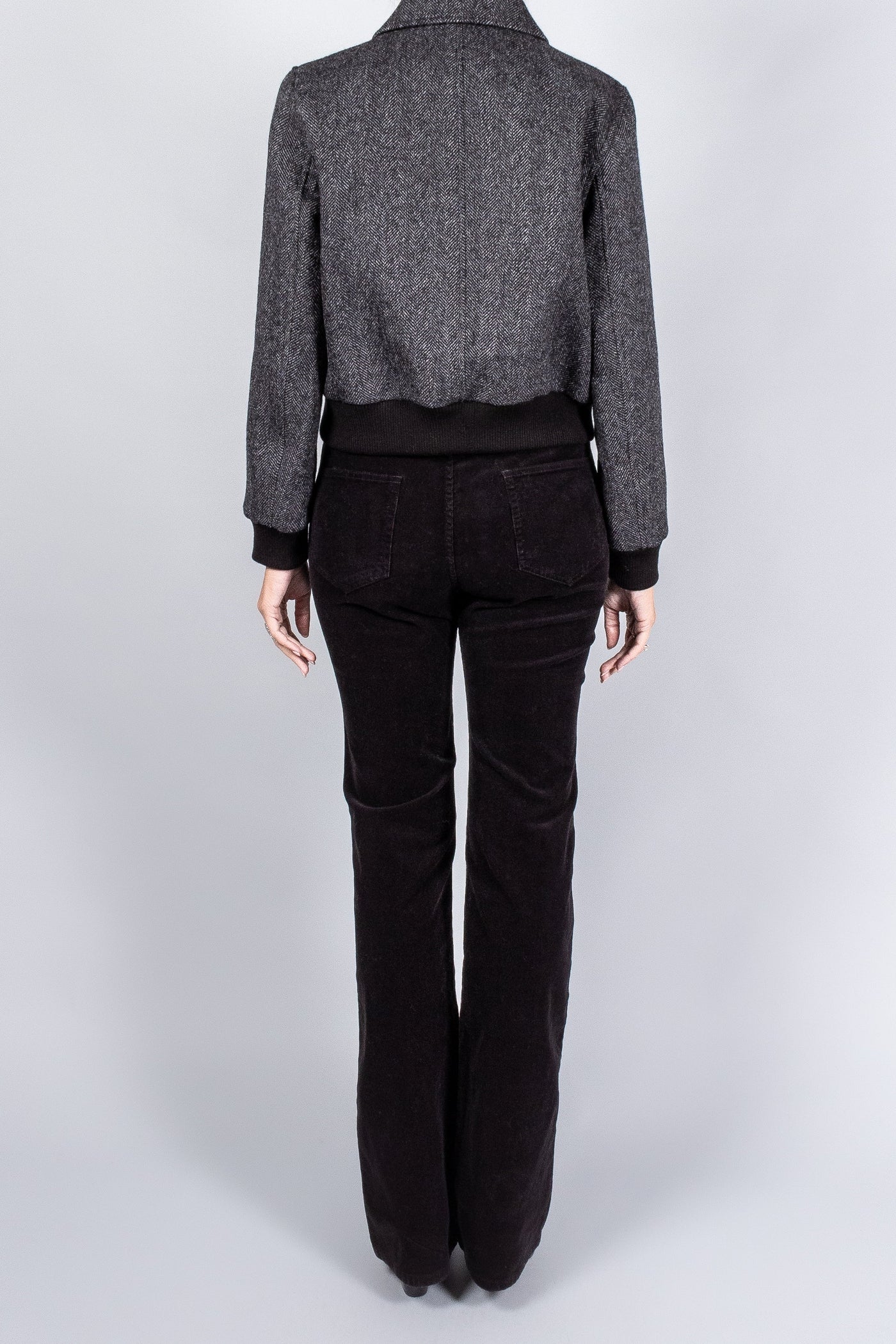 REDLEY BOMBER JACKET IN CHARCOAL HERRINGBONE
