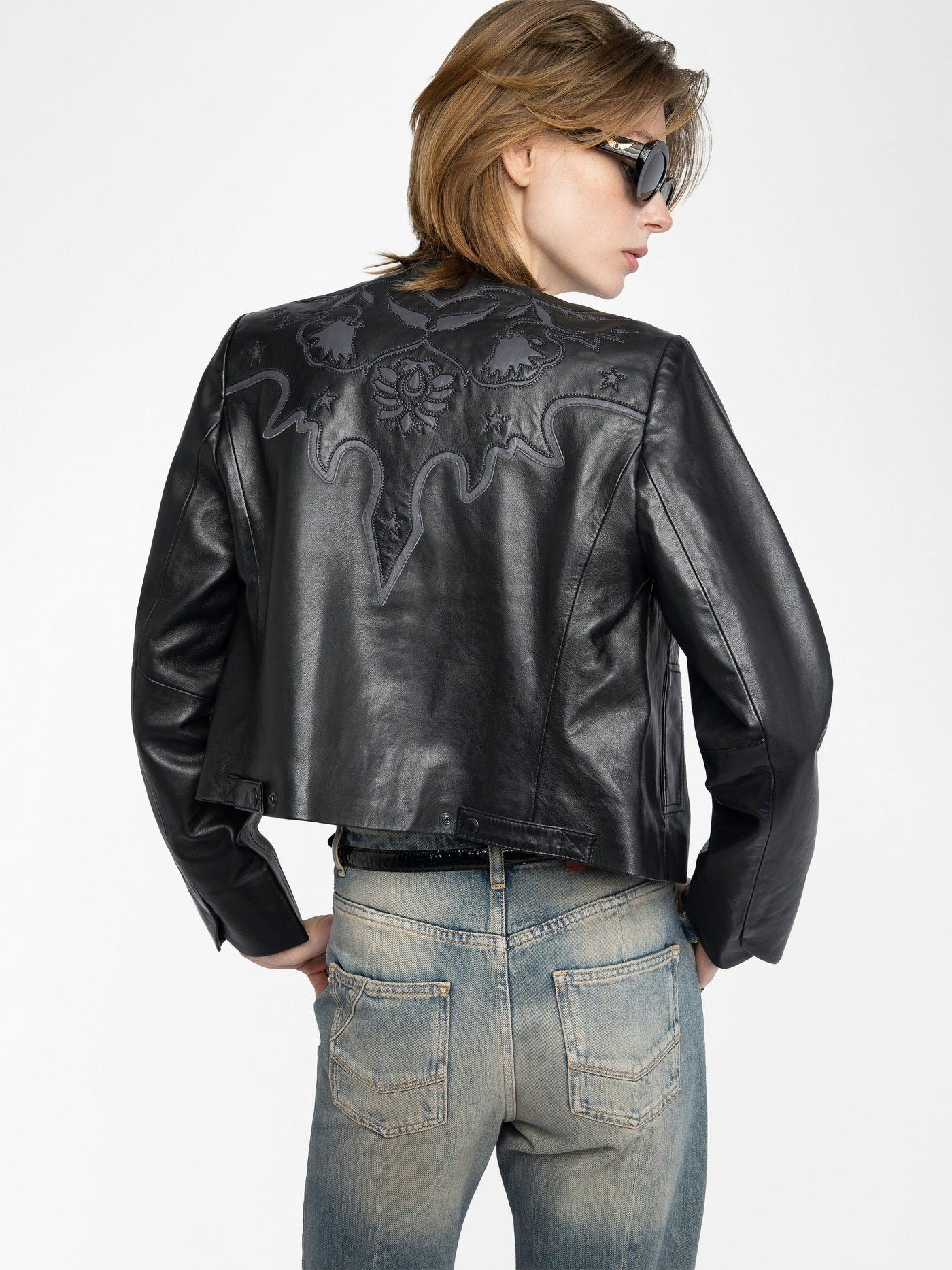 LUXI LEATHER JACKET IN BLACK