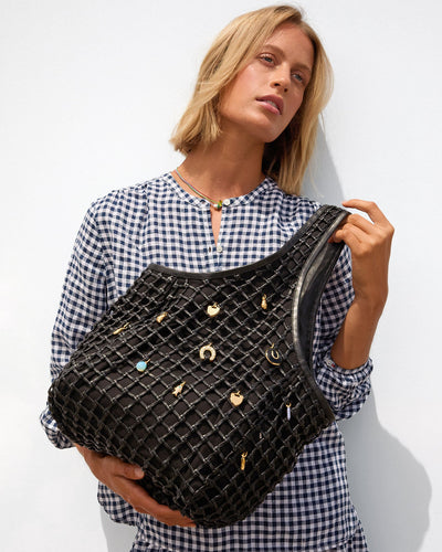 BANDO IN BLACK KNOT WOVEN LEATHER - Romi Boutique