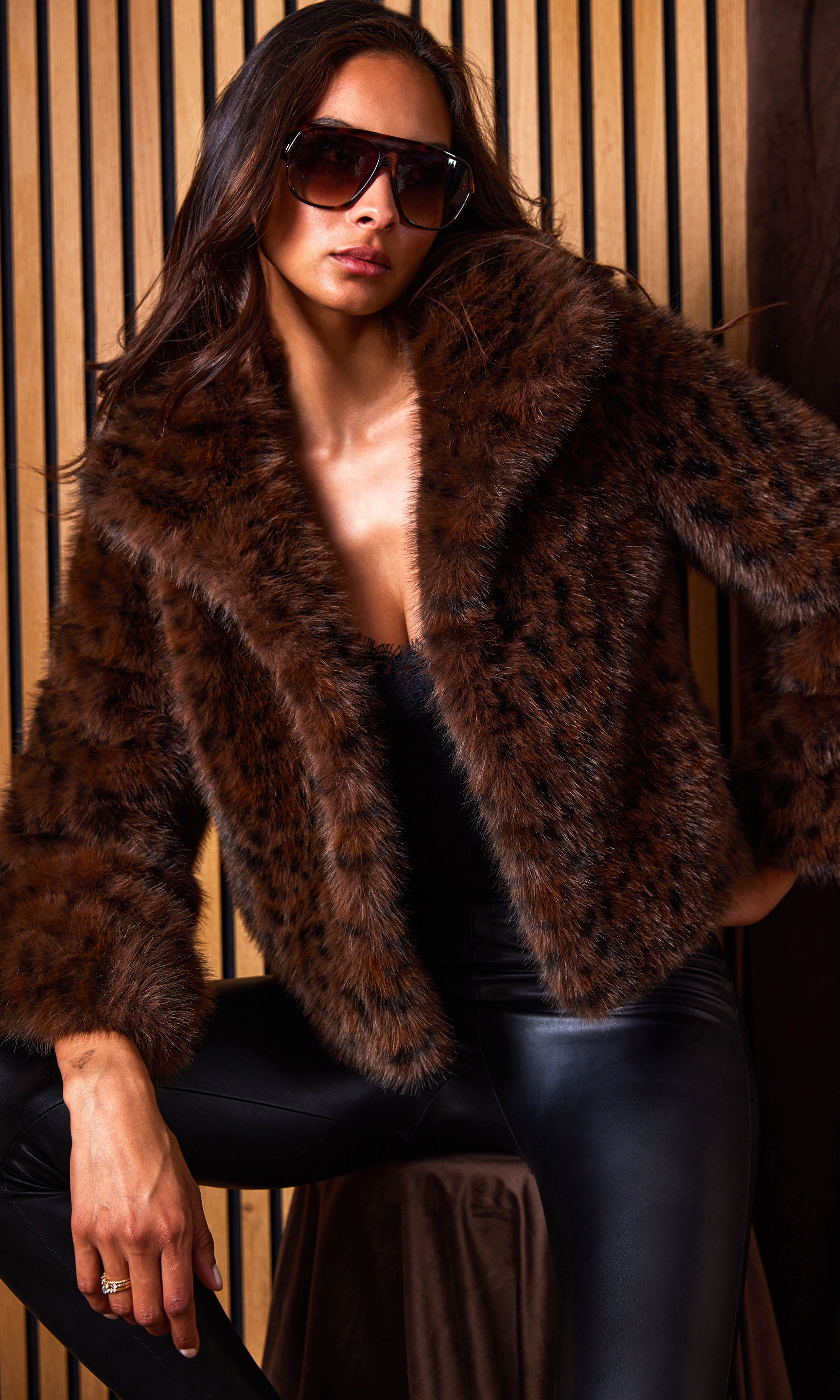 Generation Love LEXY LEOPARD FAUX FUR JACKET at Romi Boutique