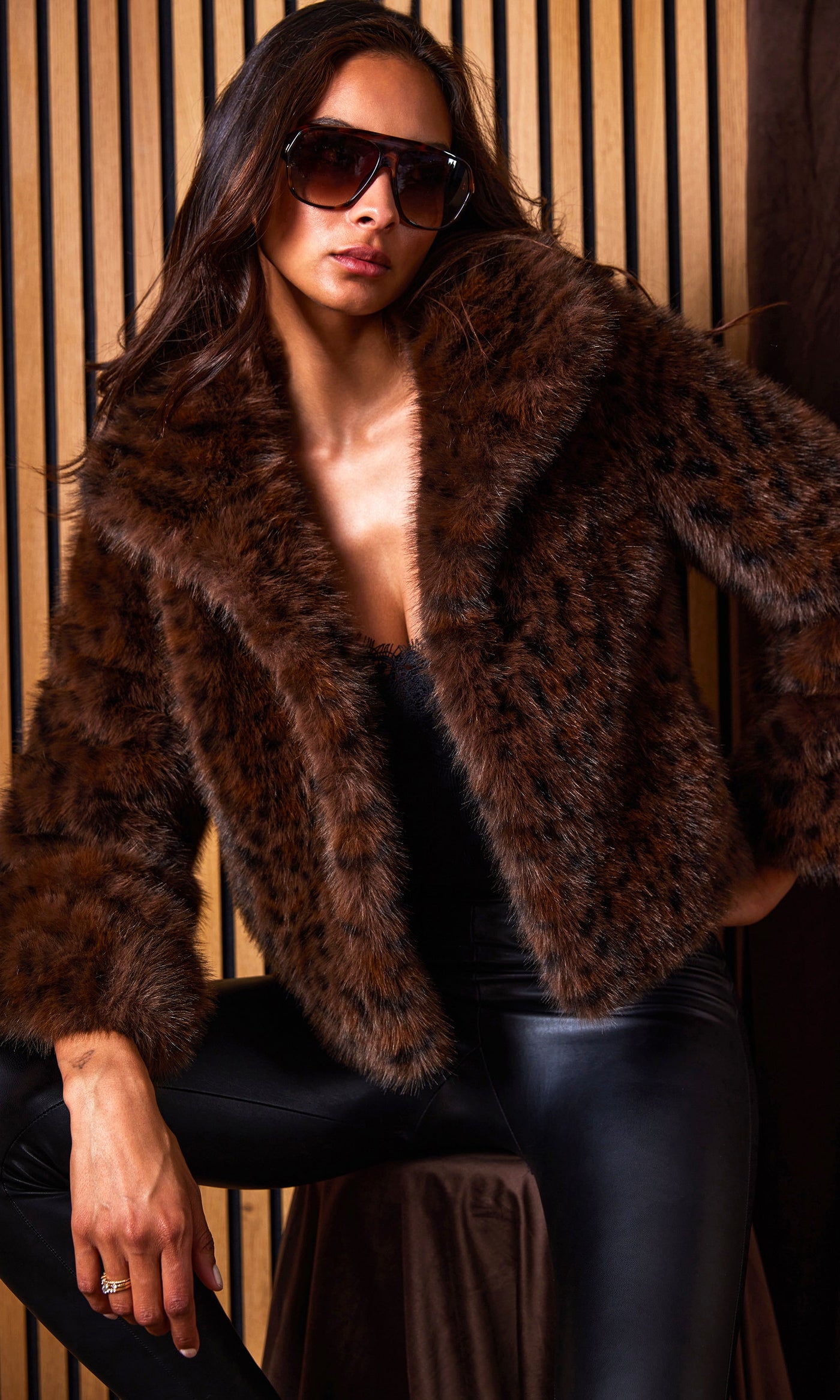 LEXY LEOPARD FAUX FUR JACKET IN  LEOPARD