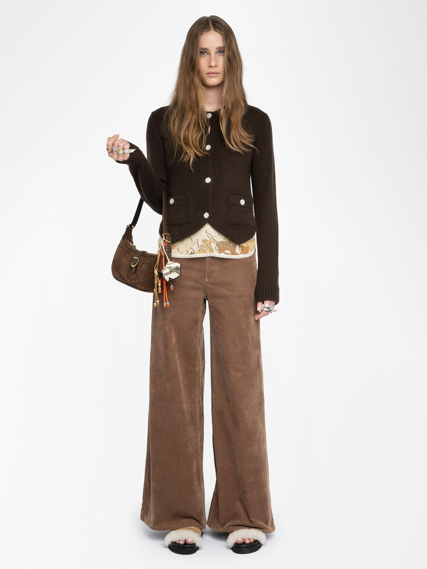 WESTIA CASHMERE CARDIGAN IN DARK CHOCOLATE