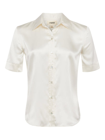 ELLAH SILK BLOUSE IN IVORY - Romi Boutique