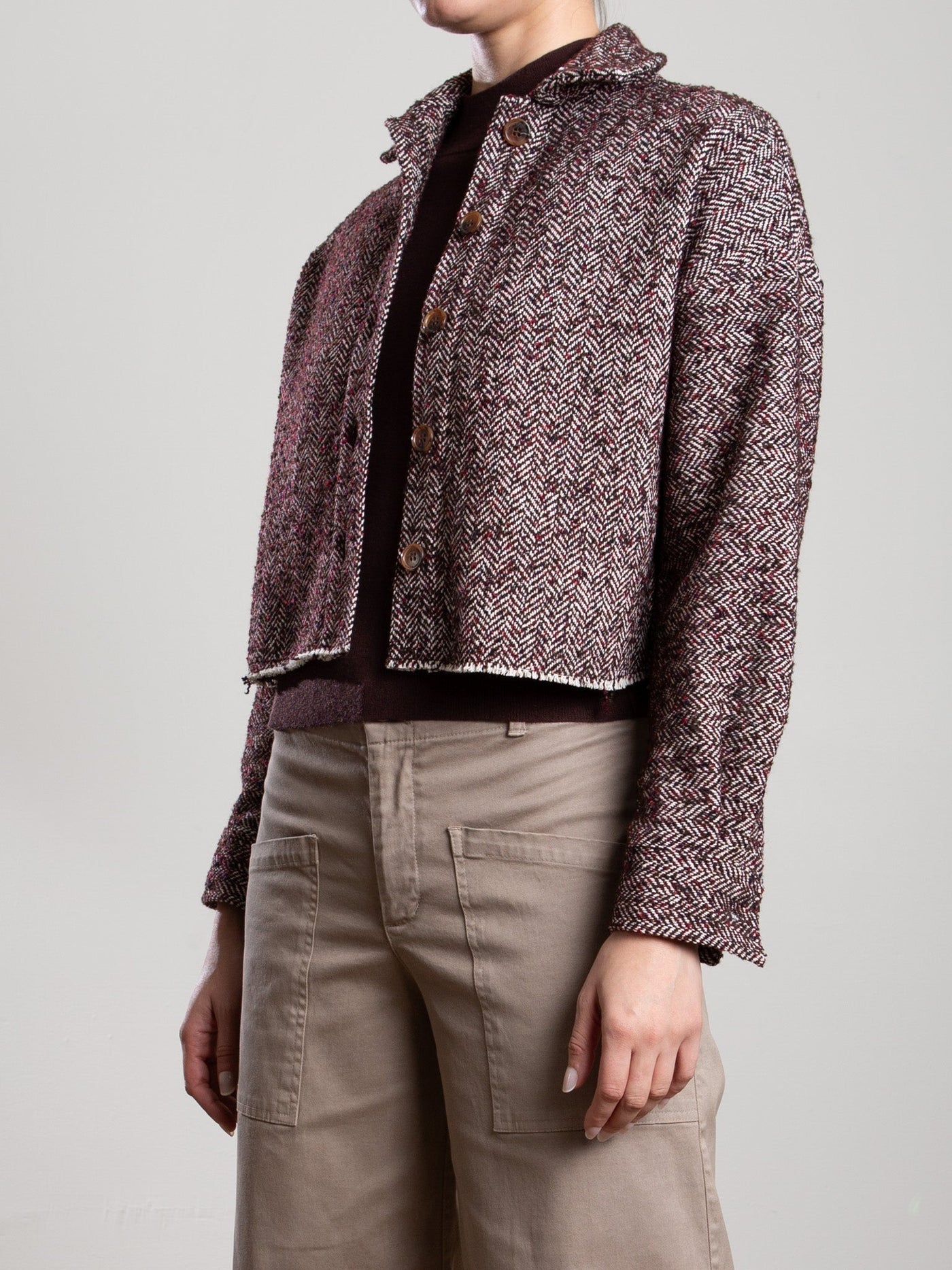 ESME SHIRT IN HERRINGBONE BURGUNDY