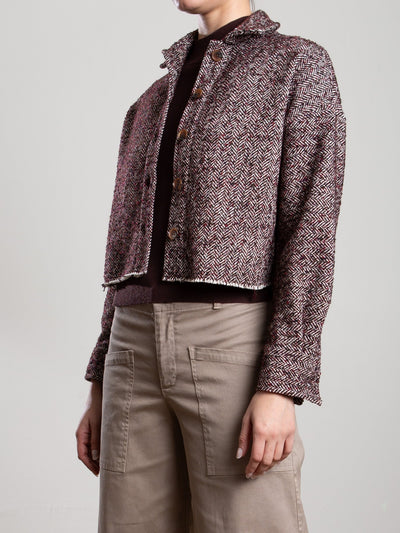 ESME SHIRT IN HERRINGBONE BURGUNDY