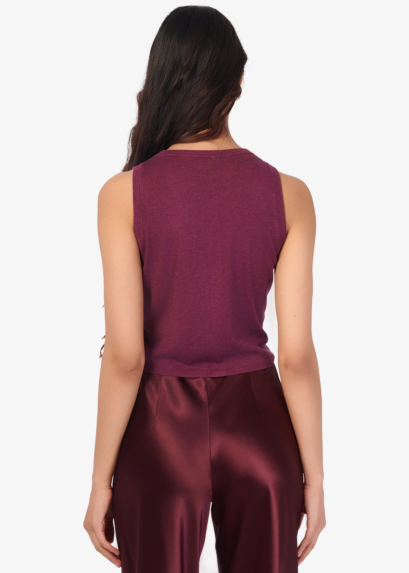 DIA SILK CASHMERE SWEATER VEST IN BLACKBERRY
