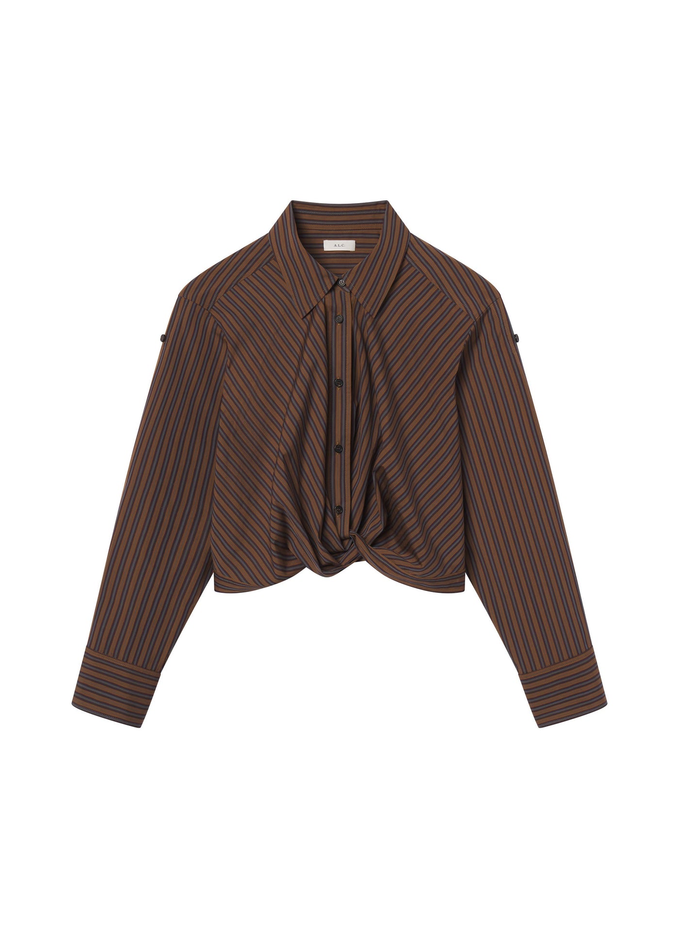 LEO STRIPED COTTON SHIRT IN BROWN MULTI - Romi Boutique